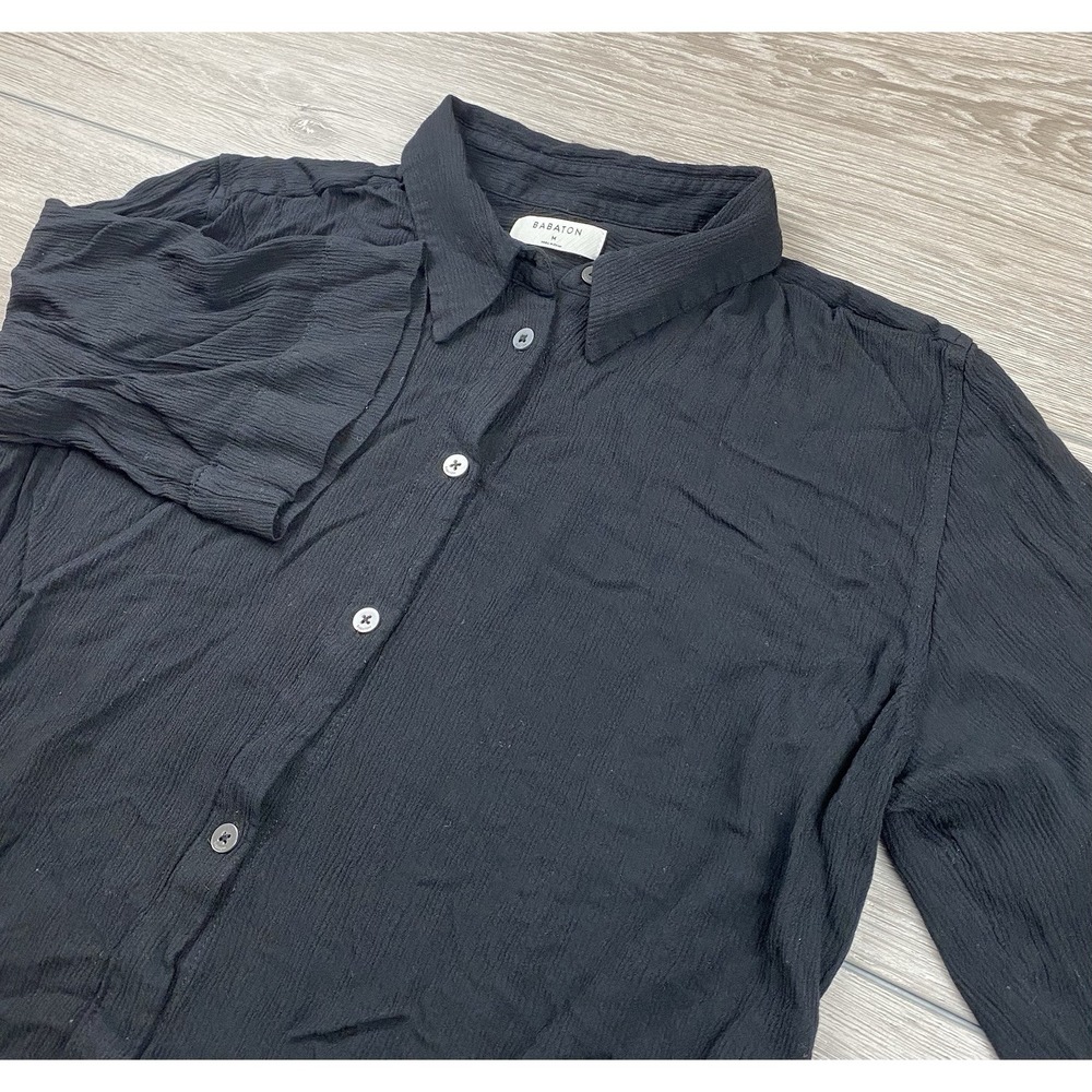 Babaton Women's Carrington Long Sleeve Button Front Top Black Size‎ Medium